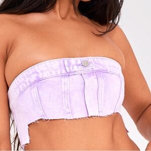 Cropped purple denim top